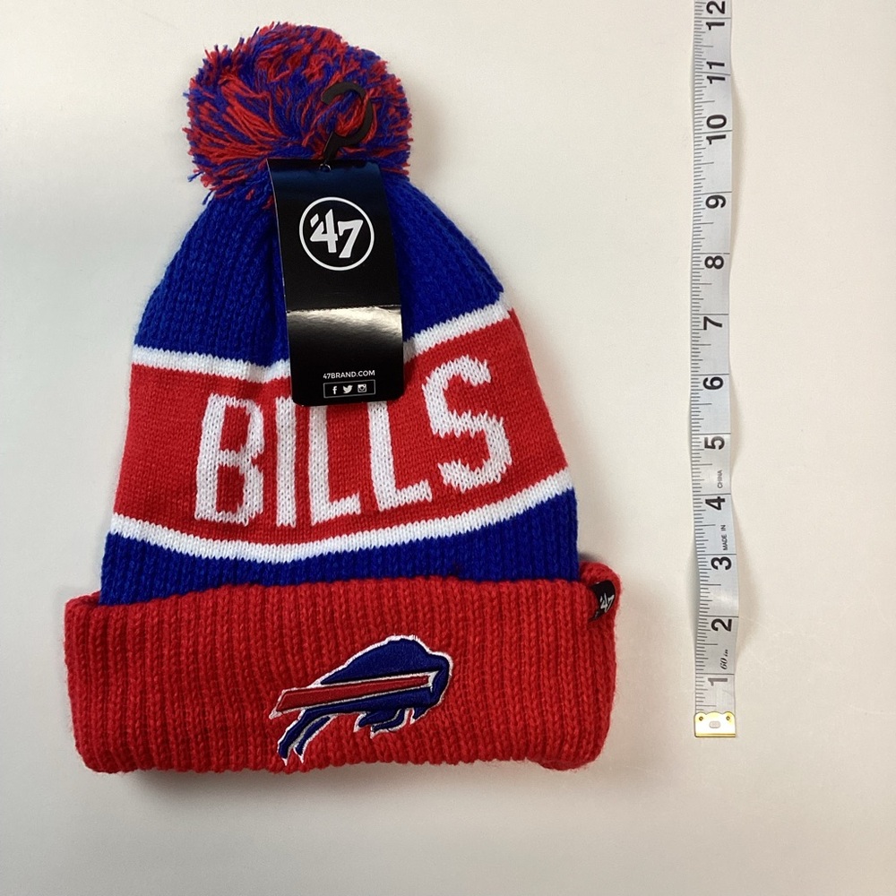 47 Brand Men’s NFL Buffalo Bills Pom Pom Beanie Red and Blue NWT